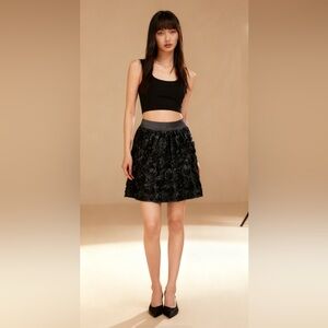 Cleo black Camellia floral skirt size 10
